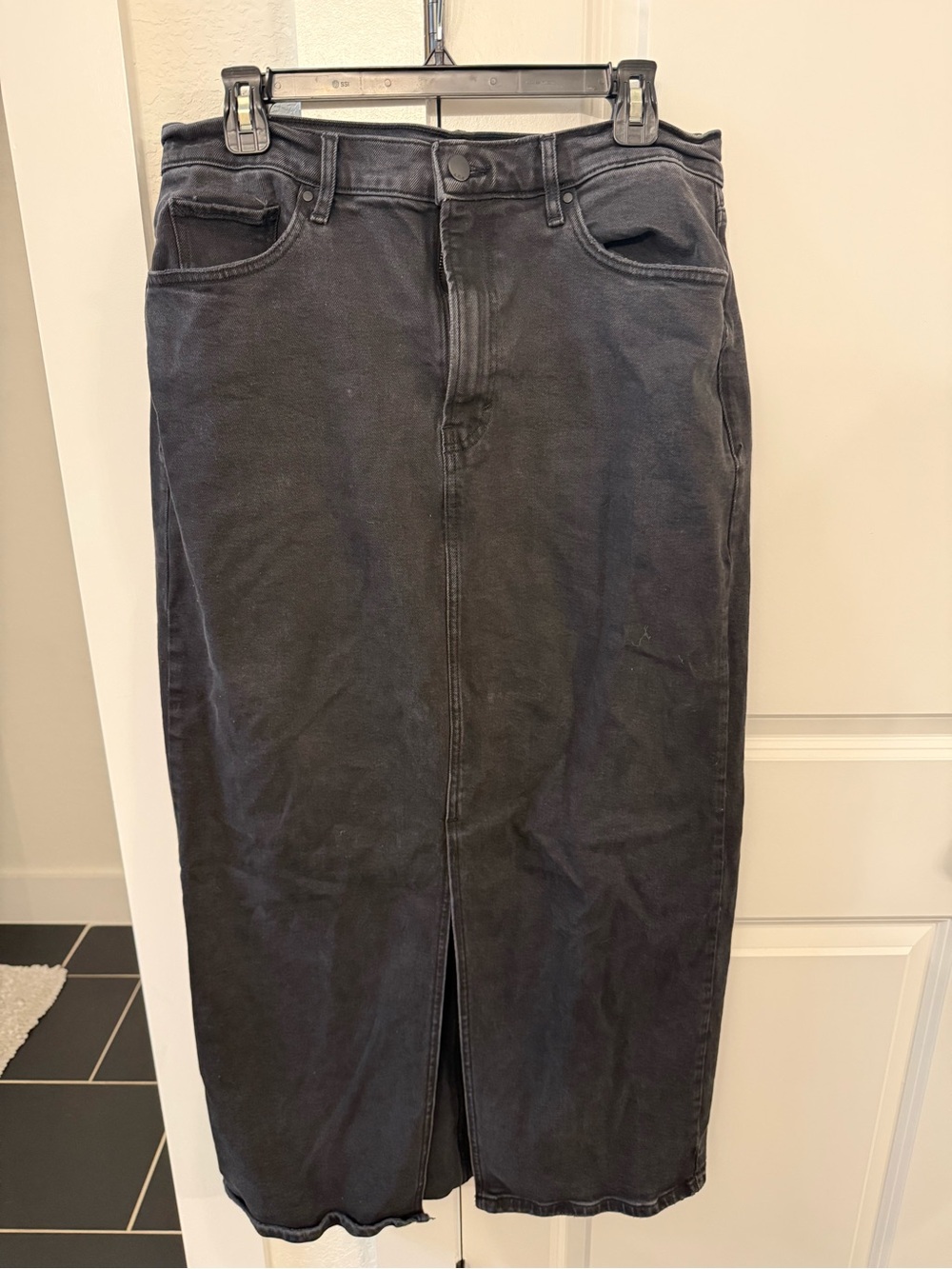 a.n.a Black Denim long Skirt with Front Slit
